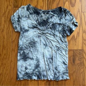 American Eagle AE Outfitters Black Tie-Dye Women's Top shirt small s